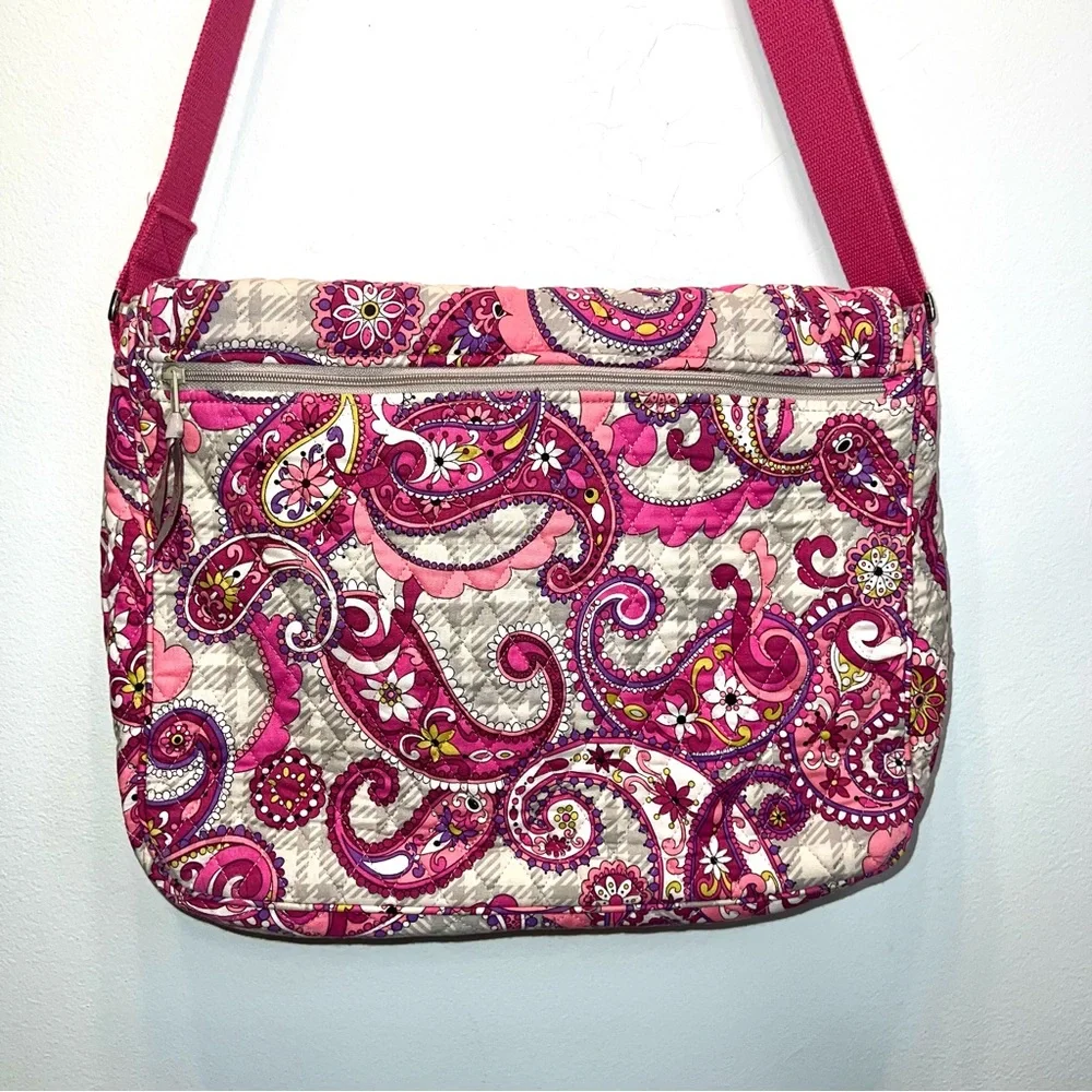 Vera Bradley Purple,Pink and Gray Messenger Bag Crossbody Fall 2012 EUC